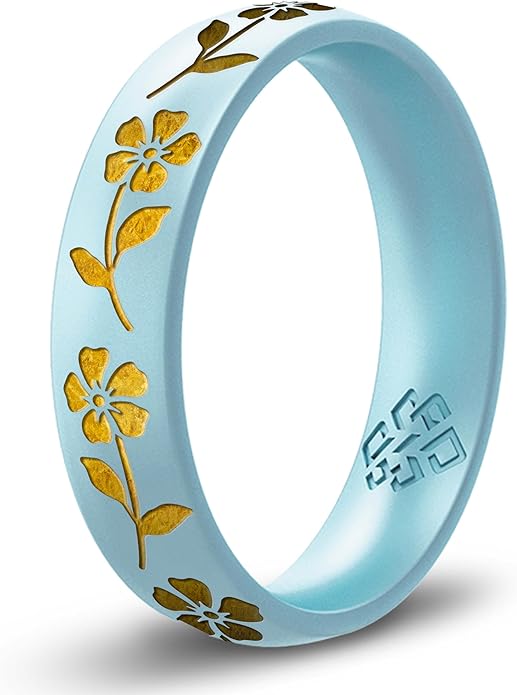 Knot Theory Birth Flower Silicone Ring for Women - 4mm Comfort Fit Wedding Band Engagement Ring