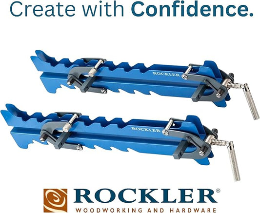 Rockler Mini Deluxe Panel Clamps (2-Pack) - Powerful Four-Way Pressure Cabinet Clamps - Sawtooth Pattern Mini Clamp Set w/Clamp Rails, Storage Rack & More - Great for Small Panel, Cutting Boards