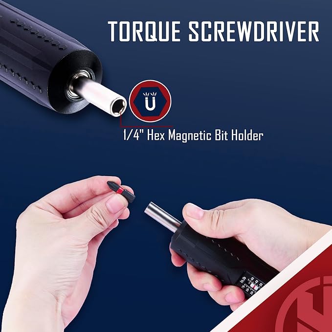 KNINE OUTDOORS Torque Screwdriver Wrench Driver Set 10-70 Inch Pounds lbs for Maintenance with T-bar Handle, 40 Hex Bits, 1/4" Socket, Shaft Extension, For Tools, Bike Repairing and Mounting, Black