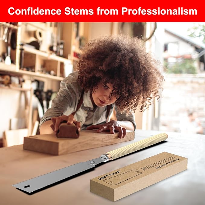 WETOLS Hand Tools, 9.5" Japanese Pull Saw with Double Edges of 10/17 TPI, Sharp and Light Ryoba SK5 Woodworking Cuttter, Woodworking Tools Gifts for Men and Women