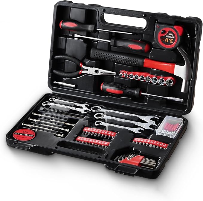 146-Piece Household Tool Kit - Perfect for Home Repair, Car Maintenance, DIY Projects - Complete Set w/Hammer, Screwdrivers, Pliers, Wrench with Storage ToolBox - Ideal Gift