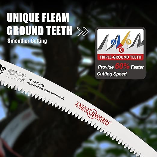 ANGELSWORD 12 Inch Arc Edge Reciprocating Saw Blade, 6TPI Sawzall Blade, Wood Pruning Saw Blade for Tree Trimming, Wood Cutting, 3 Pack