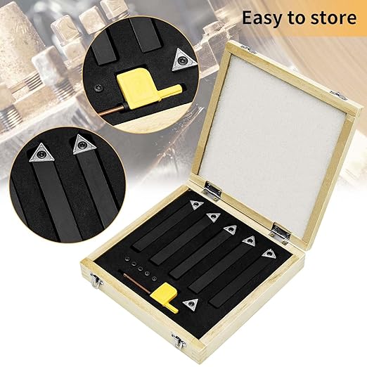 1/2" Indexable Carbide Turning Inserts Holder Set for Machining Lathes, 5 Pcs Set Metal Lathe Tools Inserts Bits with Carbide Inserts TCMT16T304.