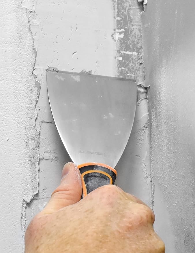 ROLLINGDOG 3 Inch Paint Scraper - Stiff Putty Knife Chisel Scraper Tool Stainless Steel Bent Blade Wallpaper Stripping Tool(Pack of 2)