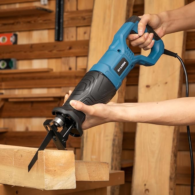 Reciprocating Saw, 6Amp 2800RPM Variable Speed Reciprocating Saw with 4/5"(20mm) Stroke Length, 3Pcs Blades for Wood, Soft Metal, PVC Pipe Cutting