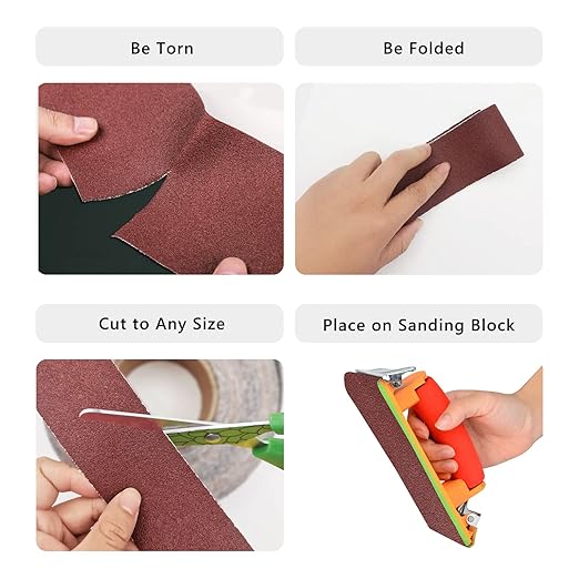 3 Inch x 49 Feet Emery Cloth Roll Aluminum Oxide Abrasive Paper Roll Continuous Sandpaper for Metalworking, Woodworker, Furniture Repair, Sanding (80 Grit)