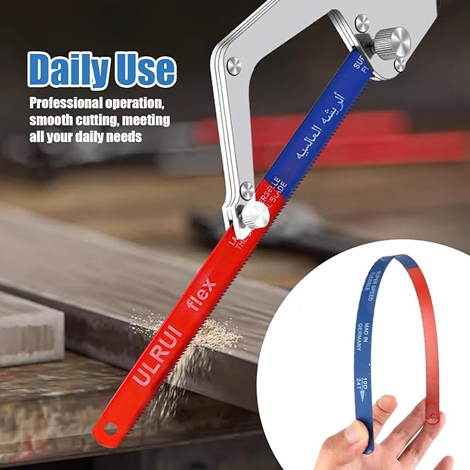 12 PCS Hacksaw Blades Replacement Sets, 12.4'' High Speed 24 T Hack Saw Blades, Bi-Metal Hss Cutting Blades, Suitable for DIY Enthusiast, Woodworking, Plastic Cutting and Soft - Metal Cutting