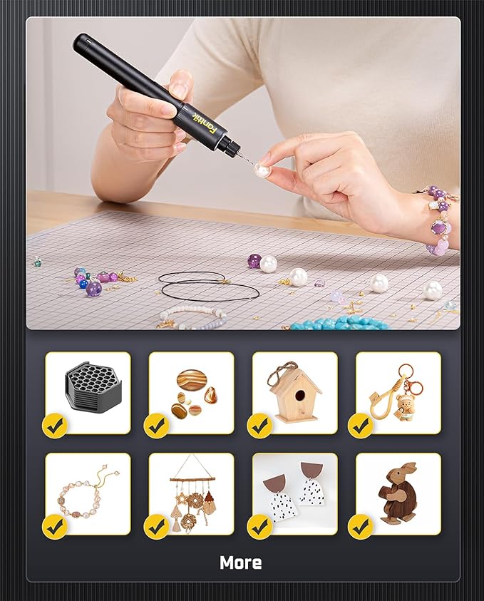 Fanttik K2 Nano Power Drill, Mini Precision Drill, Hand Drill, 20 Drill Bits, 800mAh Rechargeable, Tool Kit for DIY Projects, Shells, Plastic, Jewelry, PCB, Aluminum Plate