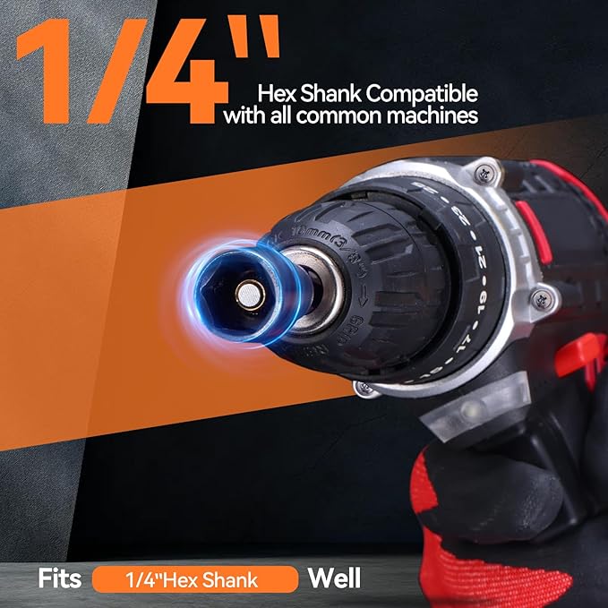 HARDELL Magnetic Nut Driver Set 55PCS, 1/4" Impact Driver Bit Set, Deep Nut Drivers for Impact Drill, Socket Adapters, Screwdriver Bit, Quick-Release Extension, Wing Nut Driver, Magnetizer