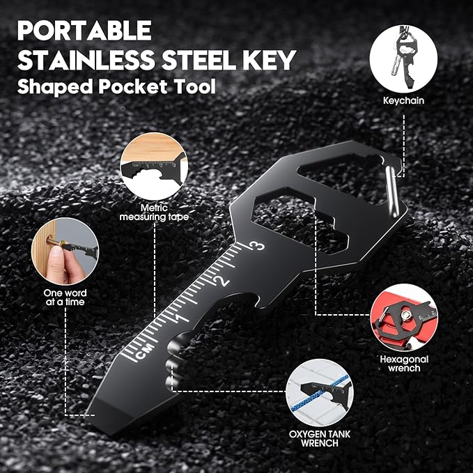 multifunctional tool set includes key tools, card tools, 6-in1 Trauma Shears, scissors with K-sheaths, suitable for outdoor exercise, garden pruning, and daily household use (carbon black)