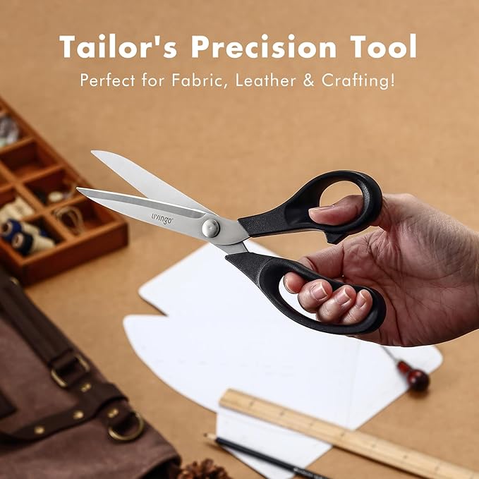 LIVINGO 10.5??Bent Fabric Scissors, Stainless Steel Heavy Duty Sharp Sewing Shears for Tailor Sewing Crafting Cutting Cloth, Leather, Paper
