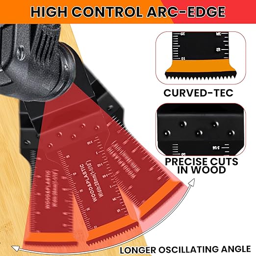 CONNOO 86 Pack Oscillating Saw Blades with Case, Arc Edge Multitool Blades, Oscillating Tool Blade, Bi-Metal for Wood/Metal/Plastic Kits Fit for Ryobi