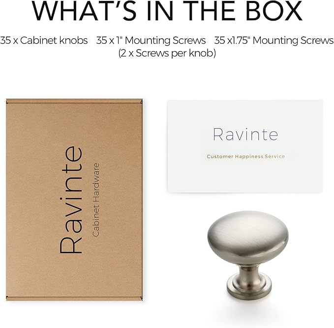 Ravinte 35 Pack Kitchen Cabinet Knobs - Satin Nickel Zinc Brushed Drawer Pulls - Door Handles for Dressers