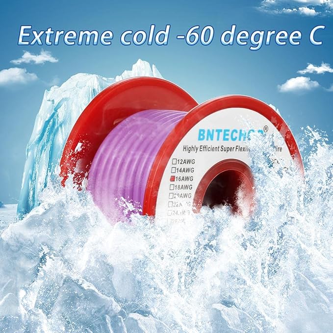 BNTECHGO 16 Gauge Silicone Wire Spool 25 ft Purple Flexible 16 AWG Stranded Tinned Copper Wire