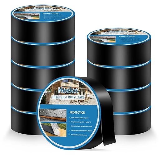 Joist Tape for Decking 2''횞50',10 Pack Weather-Resistant Deck Joist Tape,Waterproof Seal Antiseptic Butyl Joists Tape,Self-Adhesive Flashing Joists Tape for Wood Decks Beams Roof