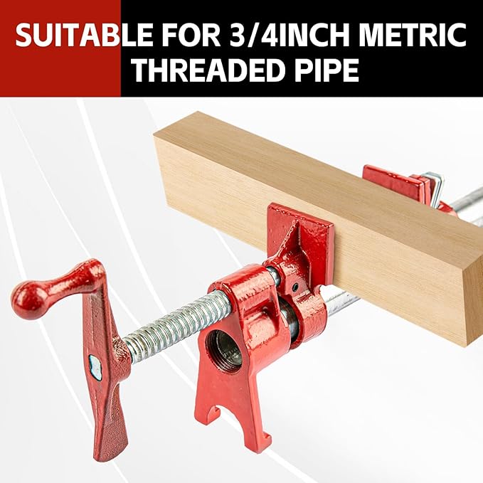 COGNATIVE 3/4" 2-Pack Pipe Clamp for Woodworking Heavy Duty Cast Iron Quick Release Pipe Clamps with stand Home Improvement, Workshop and Construction Site