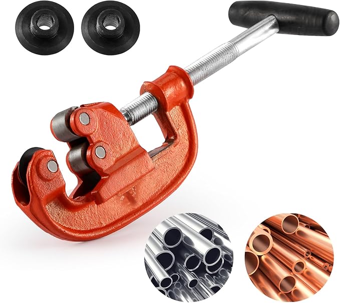 GQGP Pipe Cutter Tool 1/8-2", Heavy-duty Tubing Cutter Speed Cutting Up to Galvanized Pipe, Copper, and Iron Pipe,Professional Metal Pipe Cutter Tool With 2 additional blades