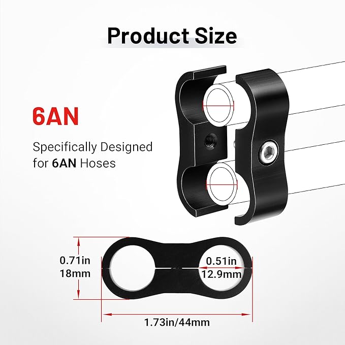 EVIL ENERGY Hose Separator Clamp,Fuel Line Mounting Clamp Aluminum Black (8, AN6)