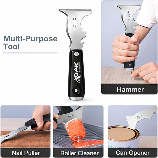 Adak 10-in-1 Paint Scraper and Painter?셲 Tool ??Multi-Purpose Painter?셲 Knife, Putty & Spackle Scraper for Wood, Metal & Wall Repairs ??Ideal for Painting, Cleaning & Finishing Jobs