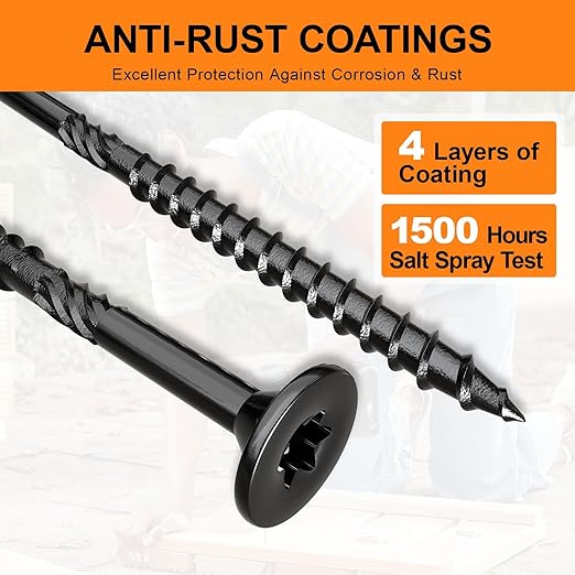 #10 x 3??Deck Screws, 316Pcs Star Drive Wood Screws, Rust Resistant Timber Screws for Timber/Log/Landscaping Wood, T25 Star Bit Included, Black