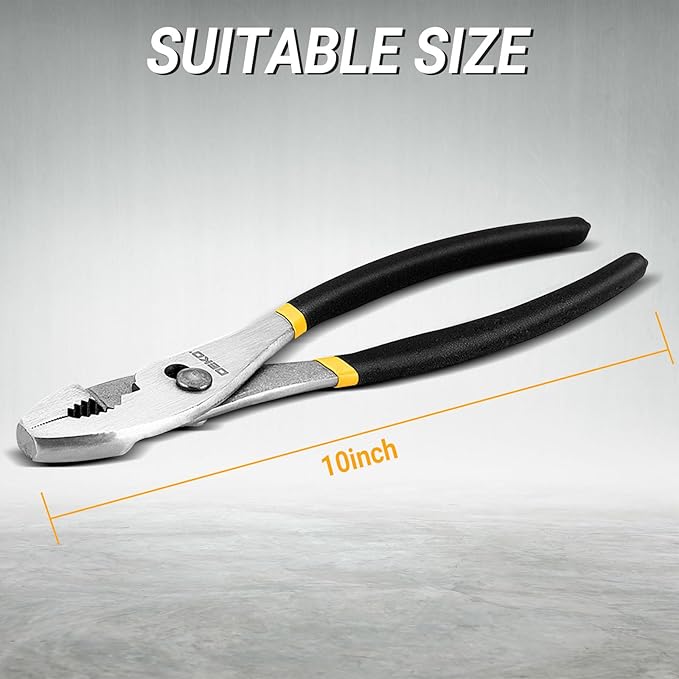 DEKOPRO 10 inch Slip Joint Pliers, Plier with Rubber Grip Handle, High Carbon Steel Plier Tools - Rust Resistant Finish