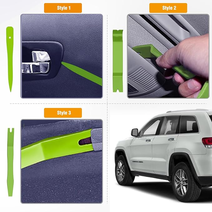 GOOACC 6PCS Auto Trim Removal Tool Kit No-Scratch Tool Kit for Car Audio Dash Window Molding Fastener Remover Tool Kit-Green