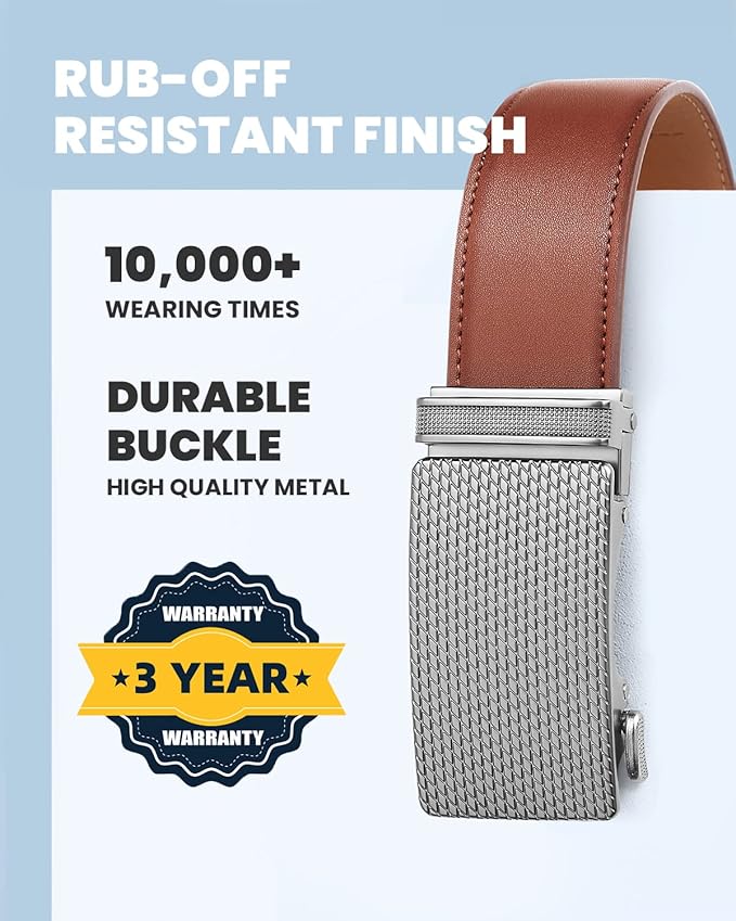Zitahli Belt Men, Ratchet Belt Dress with 1 3/8" Premium Leather,Slide Belt with Easier Adjustable Automatic Buckle
