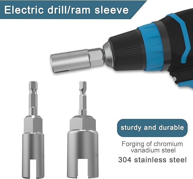 (2 Pack 2 Size 12mm,19mm) hex shank nut driver power wing nut drill bit socket tool drive kit, slotted wing nut drill sleeve wrench wrench kit, panel nut screw eye C-shaped hook bolt