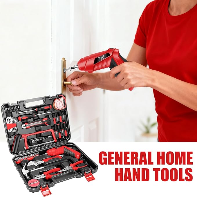 Electric Screwdriver Cordless Rechargeable Small Power Drill Set, Tool kit with drill, Home Tool Kits for Homeowner, Diyer, Handyman