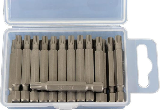 TEMO 25 pc T27 Torx Star Head Screwdriver Bit Set, S2 Steel 6 Point T-27 2 Inch Screwdriver Insert Bits