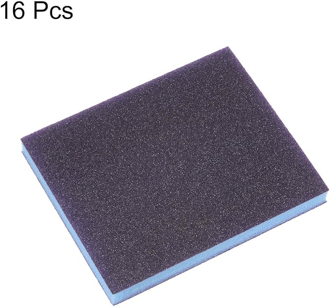 HARFINGTON 16pcs Fine Sanding Sponge Blocks 240-320 Grit Foam Sanding Block Pad for Polishing Kitchen Metal Wood Drywall, 120x100x12mm, Purple