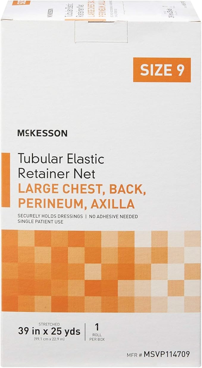 McKesson Tubular Elastic Retainer Net Dressing, Non-Sterile, Chest, Back, Perineum, Axilla, Size 9, 39 in x 25 yd, 1 Count, 1 Pack