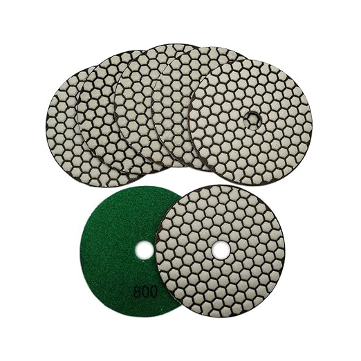SHDIATOOL 5 Inch Dry Diamond polishing Pads Grit 800 for Granite Marble Quartz(7-Pack)