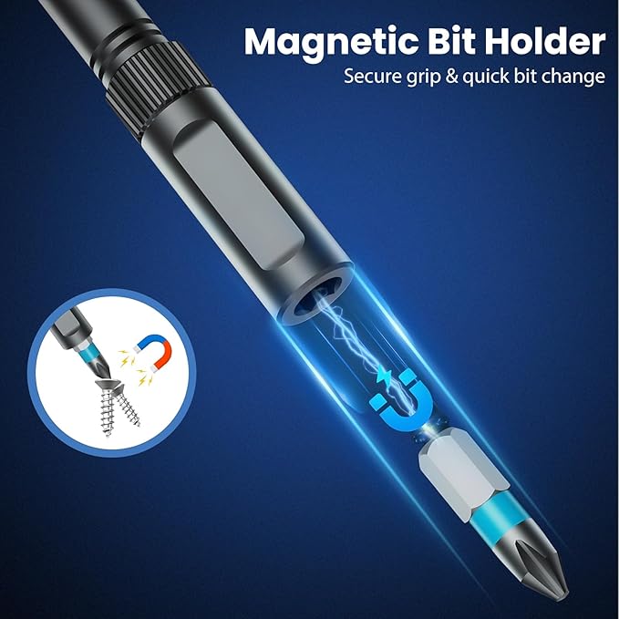 24-in-1 Magnetic Ratchet Multi-Bit Screwdriver Set with S2 Steel Bits, 6.2째 Fine Ratchet Gear, Extended Lever Handle & Detachable Grip, Compact Tool Kit for Home Appliances, Small Furniture & Home DIY