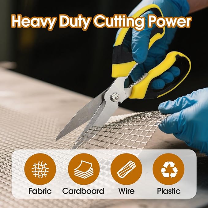 8 Inch Utility Scissors for Kitchen, Office, Craft & DIY ??Heavy Duty Stainless Steel Multipurpose Scissors for Cutting Cardboard, Fabric, Carpet, Wire and Leather ??with Protective Cover