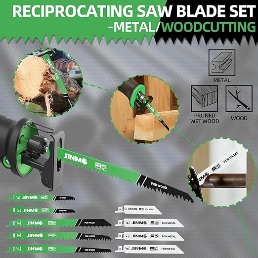 20-Piece Reciprocating Saw Blade Set - 4 Metal & 16 Wood Cutting Saw Blades, Pruner Saw Blades with Organizer Case - Fits Most Brands