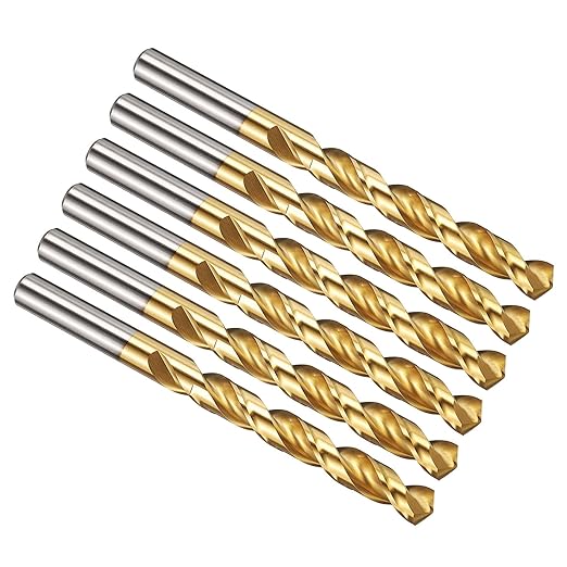 PATIKIL 11.5mm Drill Bit, M42 8% Cobalt High-Speed Steel Jobber Straight Shank 135° Titanium Nitride (TiN) Coated for Hard Metal Stainless Steel - 6 Pack