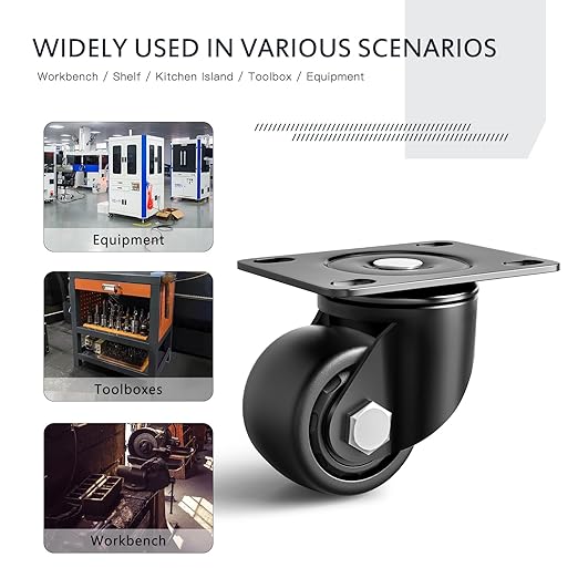 ANDUTEES 3 Inch Caster Wheels Set of 4, Heavy Duty Casters Load 4400lbs, Low Gravity Centere Industrial Swivel Casters, Plat Caster for Furniture and Workbench