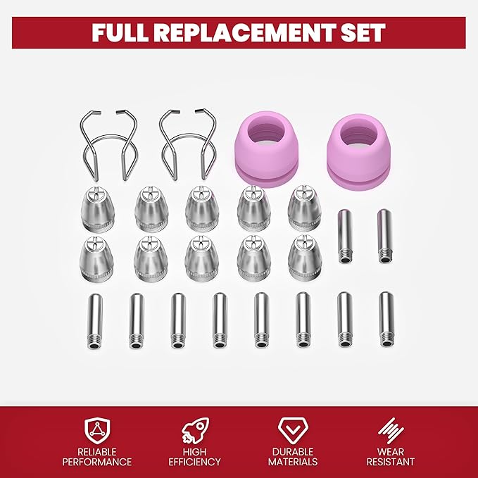 bestarc AG60P Plasma Cutter Consumables Cutting Torch Tip Nozzles Kit 24pcs For BTC500DP, BTC650DP