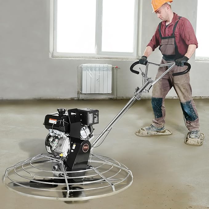 VEVOR Power Trowel, 46??Walk-Behind Cement Trowel with Float Pan, 14HP Gas-Powered Smooth Concrete Surface Finisher, Heavy Duty Commercial Screed Concrete Cement with Finishing Blade