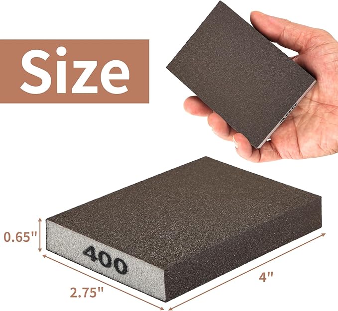 8 Pack Sanding Sponge, Sanding Blocks 400 Grit, Sand Paper for Wood Furniture, Sander Pads, Washable and Reusable Sandpaper for Drywall Metal Glasses Repair (400 Grit)
