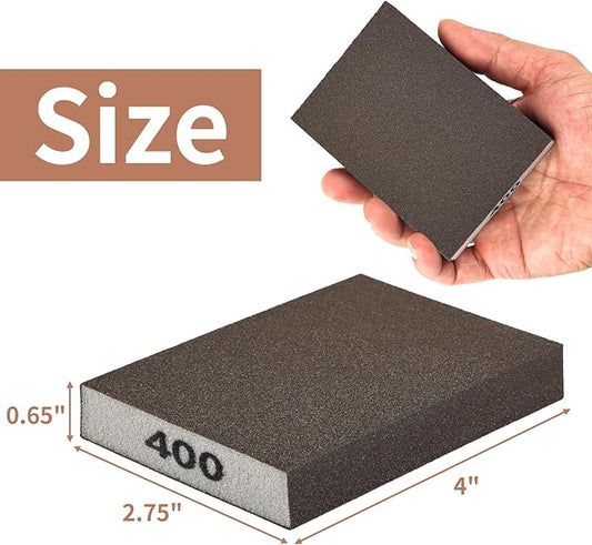 8 Pack Sanding Sponge, Sanding Blocks 400 Grit, Sand Paper for Wood Furniture, Sander Pads, Washable and Reusable Sandpaper for Drywall Metal Glasses Repair (400 Grit)