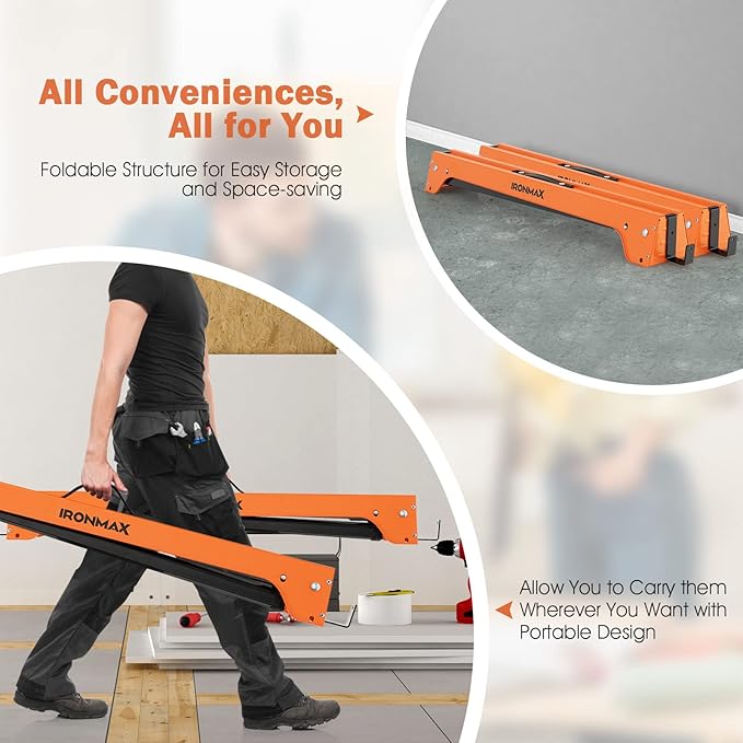 Goplus Saw Horses 2 Pack, 1322 LBS Portable Folding Saw Horses w/ Easy Open Legs, Lightweight Work Horse w/ 2 x 4 Brackets, Heavy-Duty Convertible Work bench for Garage Workshop, Woodworking Projects
