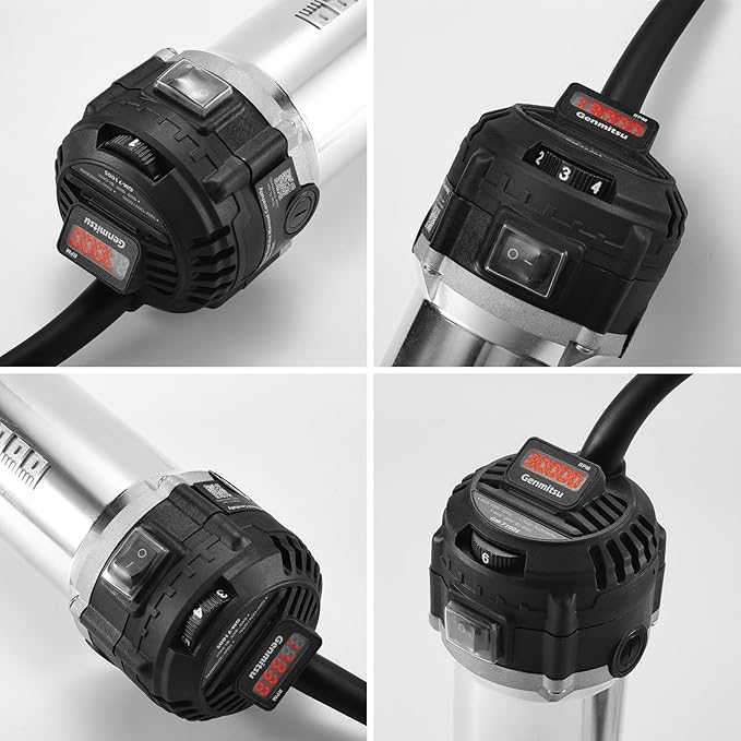 Genmitsu 710W CNC Compact Router 65mm Diameter, Spindle Motor with LCD Digital Display 6 Adjustable Speeds, 1/8??ER11 Collet, 4 Carbon Brushes, for CNC Milling Machine