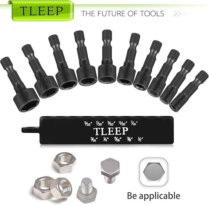 20 x Power Nut Driver Set for Impact Drill, SAE and Metric 1/4??Hex Head Drill Bit Set Screwdriver Socket Set, Chrome Vanadium Steel, Quick Change Chuck Socket Wrench Screw Impact Nutsetter