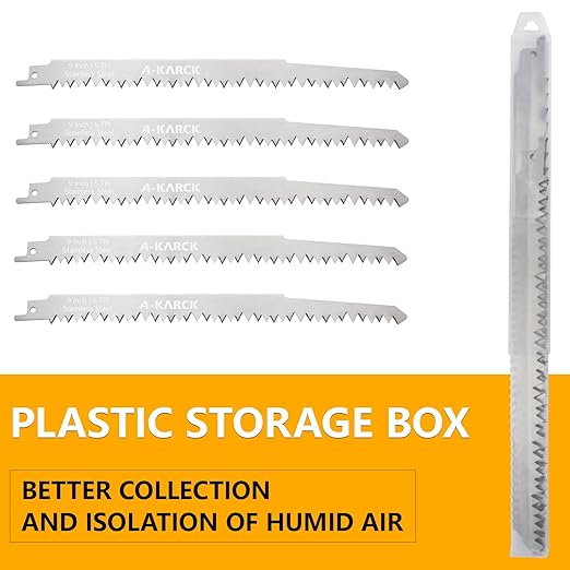 A-KARCK Food Reciprocating Saw Blades for Frozen Meat 6 Pack, Unpainted Stainless Steel Saw Blades for Food Cutting Included 9" 5PCS
