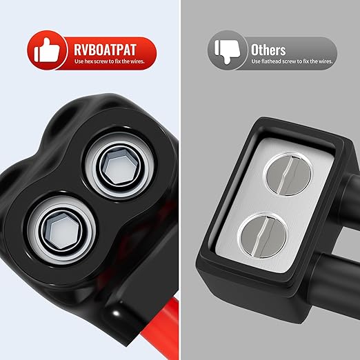 6 Pack 2 Port Insulated Multi Tap Connector 1/0-14AWG Black Insulated Connectors 3/16" Allen Hex Aluminum Wire Connector
