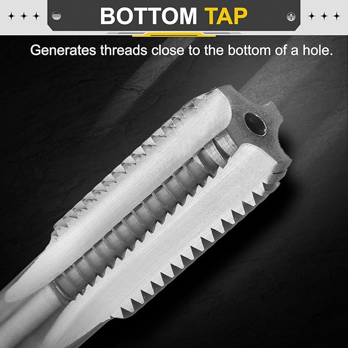 uxcell Hand Bottom Tap 11/16"-11 BSW 2B Thread Bottoming Style Threading Taps High Speed Steel HSS6542 Straight Flutes Screw Tapping Tool