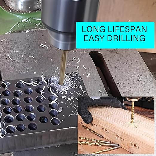 99pcs Titanium Coated Drill Bit Set,Twist Drill Bits for Drilling Wood Copper Aluminum Alloy Plastic,135째 Point Angle Metric Sizes from 1/16" up to 3/8" with Storage Case