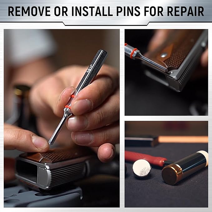 Pin Punch Set, Steel Roll Pin Punch Set, Punch Tool, Pin Punches with Replaceable Face Hammer, Made of Solid Material, Mechanical Repair Tool with Bench Block